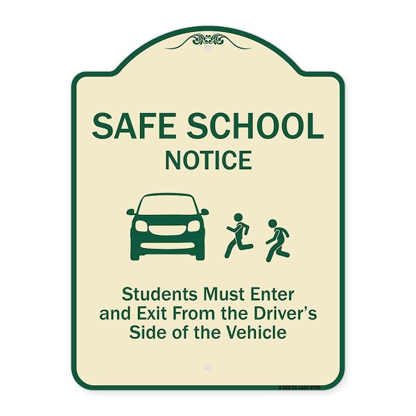 Designer Series-Safe School Students Must Enter And Exit From Driver Si, 18" L, 24" H, TG-1824-9755
